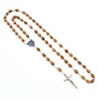 St  Michael Medal Rosary Olive Wood Beads Metal Crucifix
