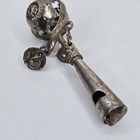 Vtg 925 Sterling Silver Infant Baby Rattle Whistle Bells Toy New Born Baby Gift