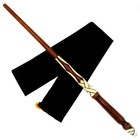 14 5  Hand Carved Mahogany Wood Ribbons Witches Magic Wand W  Free Velvet Bag