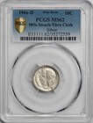 196x D Pcgs Ms62 90  Struck Thru Cloth Silver Dime Mint Error Super Rare Type