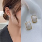 Elegant Women 925 Sterling Silver Earrings White Glazed Marble Arc Style 1557