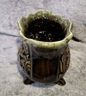 Vintage Hull Pottery Planter Green Drip Embossed Flowers Oblong Footed B34