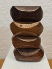 Mid Century Modern Wood Napkin Rings Facet Set Of 4 Hardwood Mcm Vtg Nice Rare