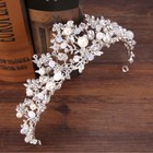 5cm Tall Flower Crystal Beads Pearl Wedding Queen Princess Tiara Crown For Women