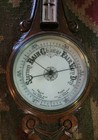 Antique English Victorian Carved Oak Aneroid Wall Barometer   Thermometer C 1900
