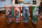 Complete Set Of 8 - 1962 Seattle World s Fair Frosted Glasses With Stand
