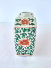Antique Chinese Porcelain Tea Caddy Green Iron Red Floral