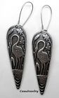  5028er Antiqued Sterling Silver Plated Reverse Teardrop Crane Earrings - 1 Pr