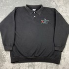 Vintage Phantom Of The Opera Sweatshirt Mens Size M Black Collared Mask Buttons