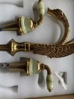 Gold 8  Widespread 3 Holes Lavatory Swan Sink Faucet Deck Mount Green Handles