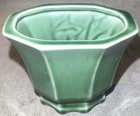Vintage Ceramic Pottery Green Glazed Planter Pot 3 1 2   x5    Leaves Leaf