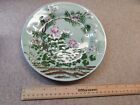 A Pair Of Antique Japanese Seto Celadon  hand Painted Embossed Flower Plates