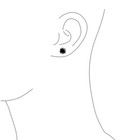 2pc Set Sterling Silver Stud Earrings Black Cubic Zirconia Round Men Women 