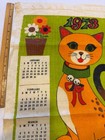 Vtg Linen Kitchen 1973 Calendar Tea Towel Retro Modern Mod Art  Cat Kitten Mouse