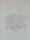 Set Of 5 Vintage Antique Linen Damask Bath Towels Monogrammed Mcm - 44x25   