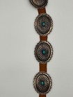 Navajo Old Pawn Sand Cast Sterling Silver Turquoise Concho Belt Native Southwest