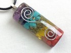 Orgone Pendant Necklace Double Spiral And Seven Chakra Healing Stones  Made Usa