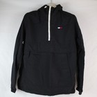 Tommy Hilfiger Black Windbreaker Quarter Zip Hooded Rain Jacket Men s Size S
