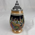 Vintage German Beer Stein 0 25l W  Drm Pewter Lid Hand Painted Bavaria Scene 7 