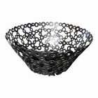 Round Black Metal Decorative Bowl  Abstract Openwork Cutout Design