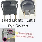    red Light    Cat s Eye Switch 12v 20a Black Rocker Switch Kcd1 Round For 
