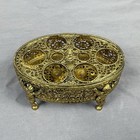 Vintage Hollywood Regency Gold Filigree Cherub Lipstick Holder Vanity Organizer