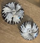 2 Magnum Glass White Ghost Flower Controlled Bubble Cobalt Blue Paperweights