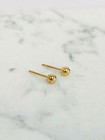 14k Solid Gold Ball Earrings 3mm   Baby Womens Stud Earrings  Push Back Earrings