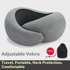 U-shape Travel Neck Pillow Soft Memory Foam Adjustable Support Dark Grey