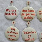 Vintage 1960 s Avis  we Try Harder  Fold Over Tab Pin Buttons Lot Of 11 Unique