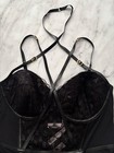 Victoria s Secret Bodysuit Black Icon Logo W  Faux Leather Underwire Teddy Xl