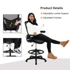 Drafting Chair With Flip Up Arms Foot Rest Back Support Adjustable Height