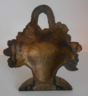 Antique Vintage Cast Iron Metal Flower Basket 9 1 2  Door Stop Hubley 818