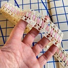 2 5 Yd Vintage 1940s Handmade Bobbin Lace W  Rick Rack Ecru Pink