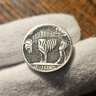 Hobo Nickel Coin Hand Engraved Skull   Skeleton On A Buffalo Nickel 