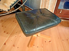 Vintage Leather Stool 60s Footstool Retro Ottoman Danish Pouf Westnofa Era B25