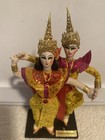 Thai Classic Dolls Thailand Dance Couple Gold Costume Ceremonial Headdress