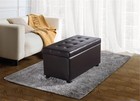 Cosmopolitan Storage Ottoman - 34 Inch Wide Upholstered Vegan Leather Rectang   
