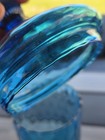 Tall Blue Hand Blown Art Glass Lidded Jar 19 5  Vintage Apothecary Vase