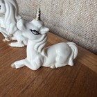 1980s Enesco White Porcelain Unicorns With Gold Horns Vintage 4 Set Lot Japan