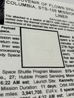 Nasa Sts-109 Flown Beta Cloth Columbia Space Shuttle Hubble History Book Rare