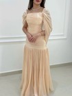 Champagne Chiffon Evening Dress Off The Shoulder A Line Prom Gowns Party Dress