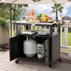 Feasto Outdoor Grill Cart With Stainless Steel Tabletop And Storage Cabinet