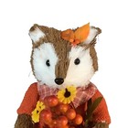 Rustic Woodland Fox Figurine Decor Plaid Dress Fall Flowers 9    Faux Fur Tail New