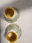 Antique Quezal Iridescent Pearl gold Pulled Feather Glass Lamp Shades Globe  2 