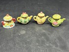 Mary Engelbreit Mini Teapot Trinket Box Hinged Floral  Lot Of 4 Vintage
