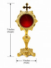 Religious Brass Monstrance Ostensorium With Cross Top And High Polish 7 Inches