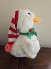 2025 Aflac Joy Christmas Duck Plush With Sound 10  Stripe Green Red 