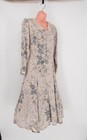 Laura Ashley Uk 14 Vintage Beige Floral Cotton Midi Tea Dress Button Front 90s