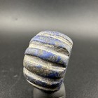 Old Antique Carved Graduated Denim Lapis Lazuli Round Beads Corded Amulet